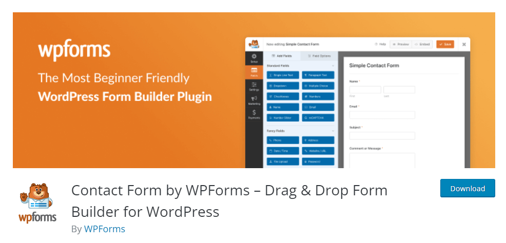 wpforms free wordpress plugin